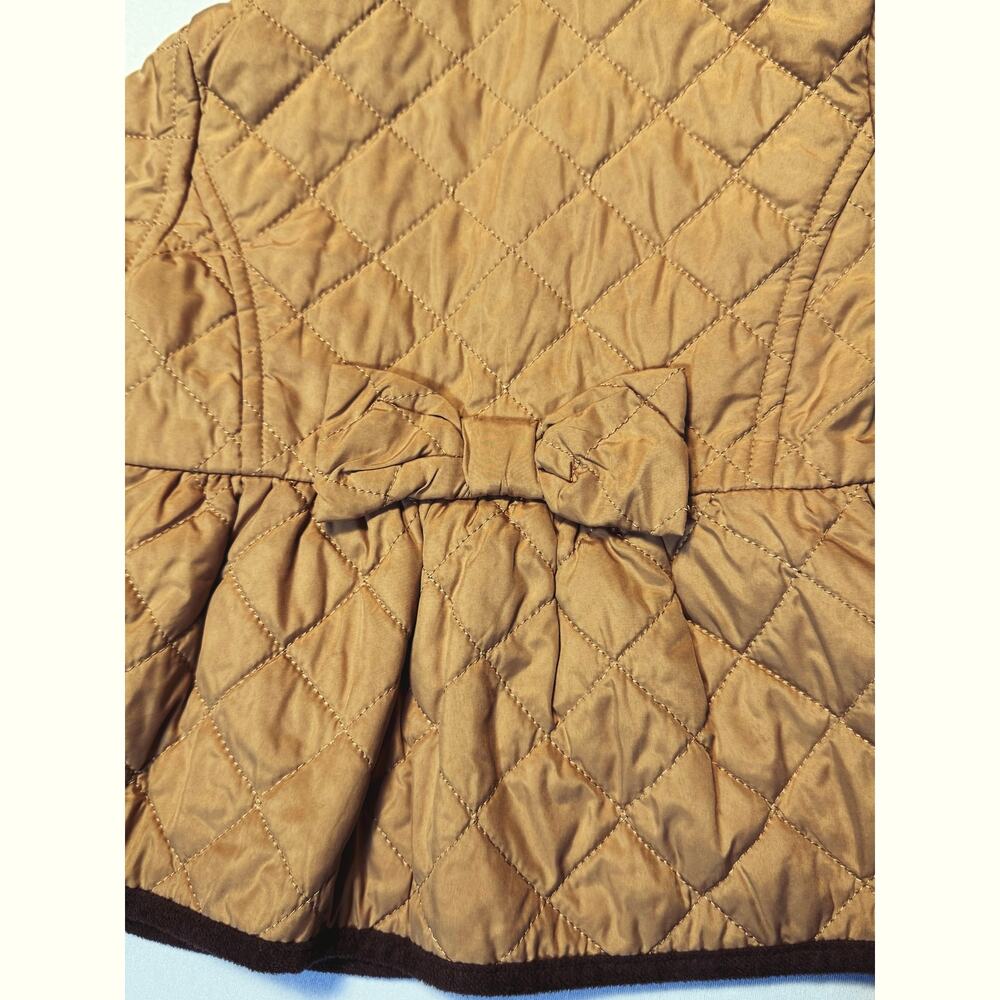 Janie and Jack Quilted Camel Brown Jacket w/ Bow 18–24 Months - Picture 7 of 9